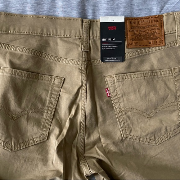 New with tags! Levis 511 Slim Fit Pants Size 32 X 32 Color Tan - Picture 6 of 8